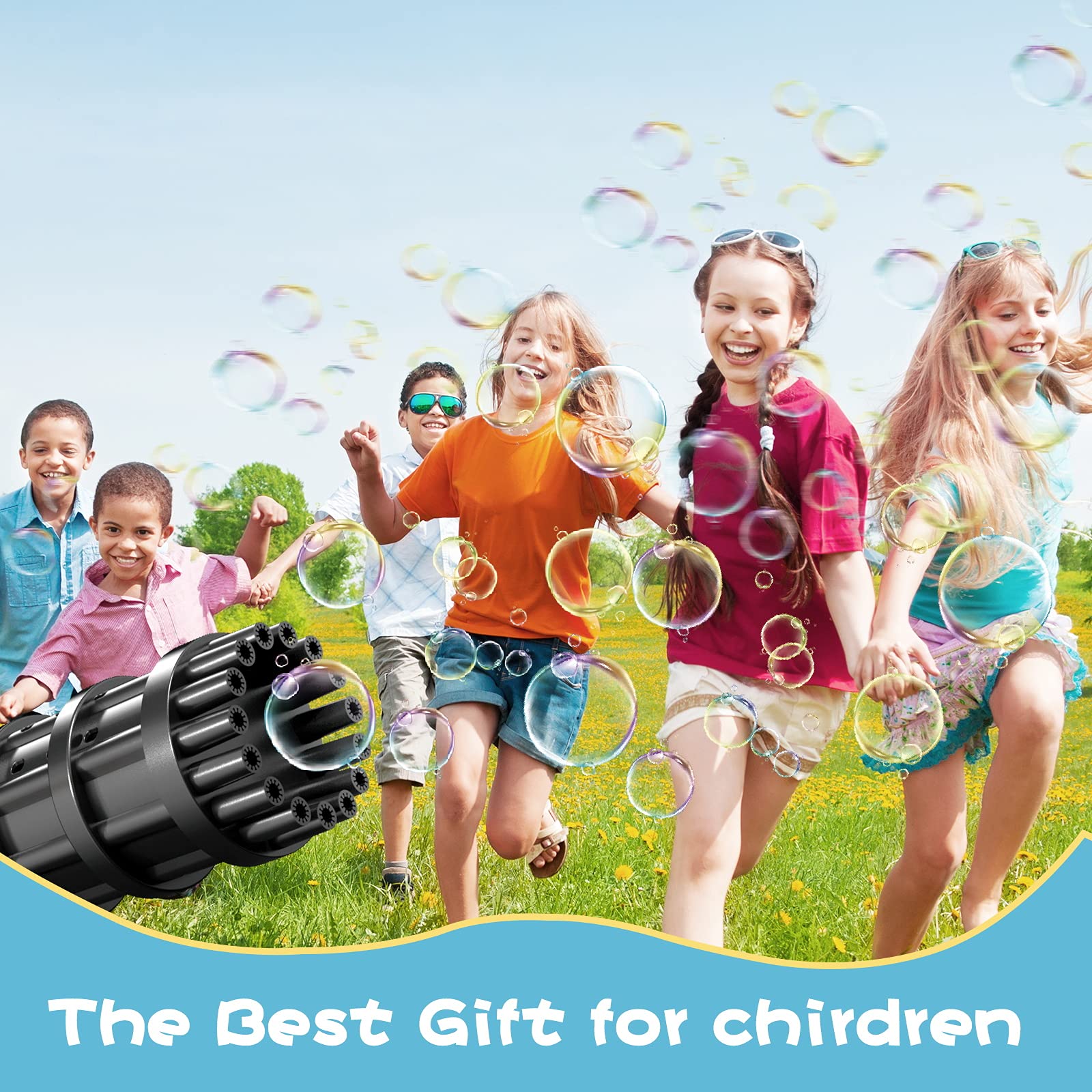 luximi Bubble Machine Gatling Bubble Gun, 6000+ Bubbles Per Minute