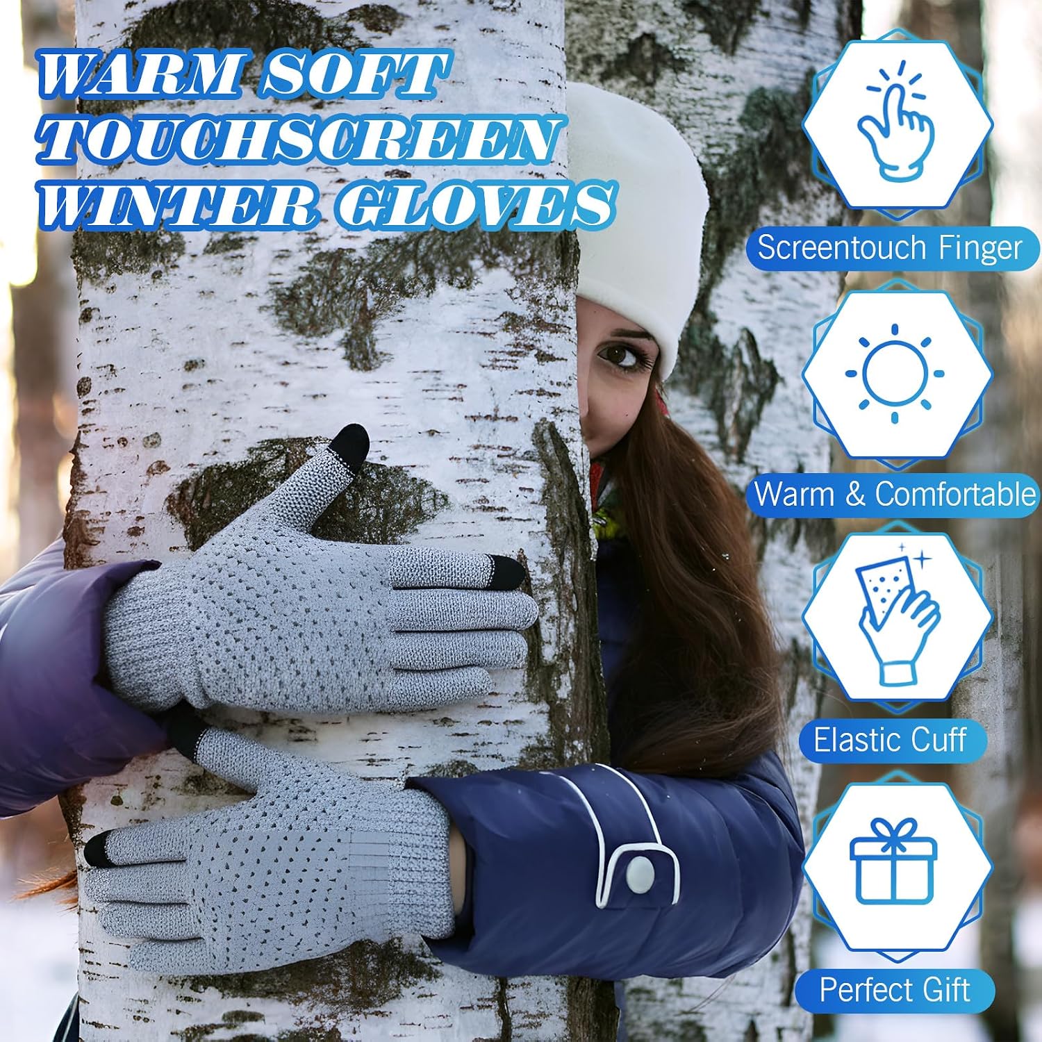 Handepo 12 Pairs Winter Touchscreen Gloves for Men Women Warm Soft TouchScreen Texting Gloves Anti Slip Thermal Insulated Knit Mittens with Warm Fleece Lined and Elastic Cuff for Cold Weather Gifts
