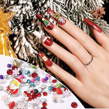 クリスマス ネイルパーツ デコレーション パーツ ネイルアート 6箱入り Amazon.co.jp: クリスマスネイルアート、6ポットクリスマスネイル