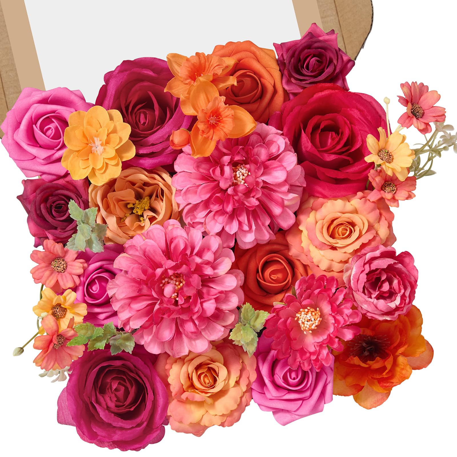 Alecono Artificial Flowers Hot Pink and Orange