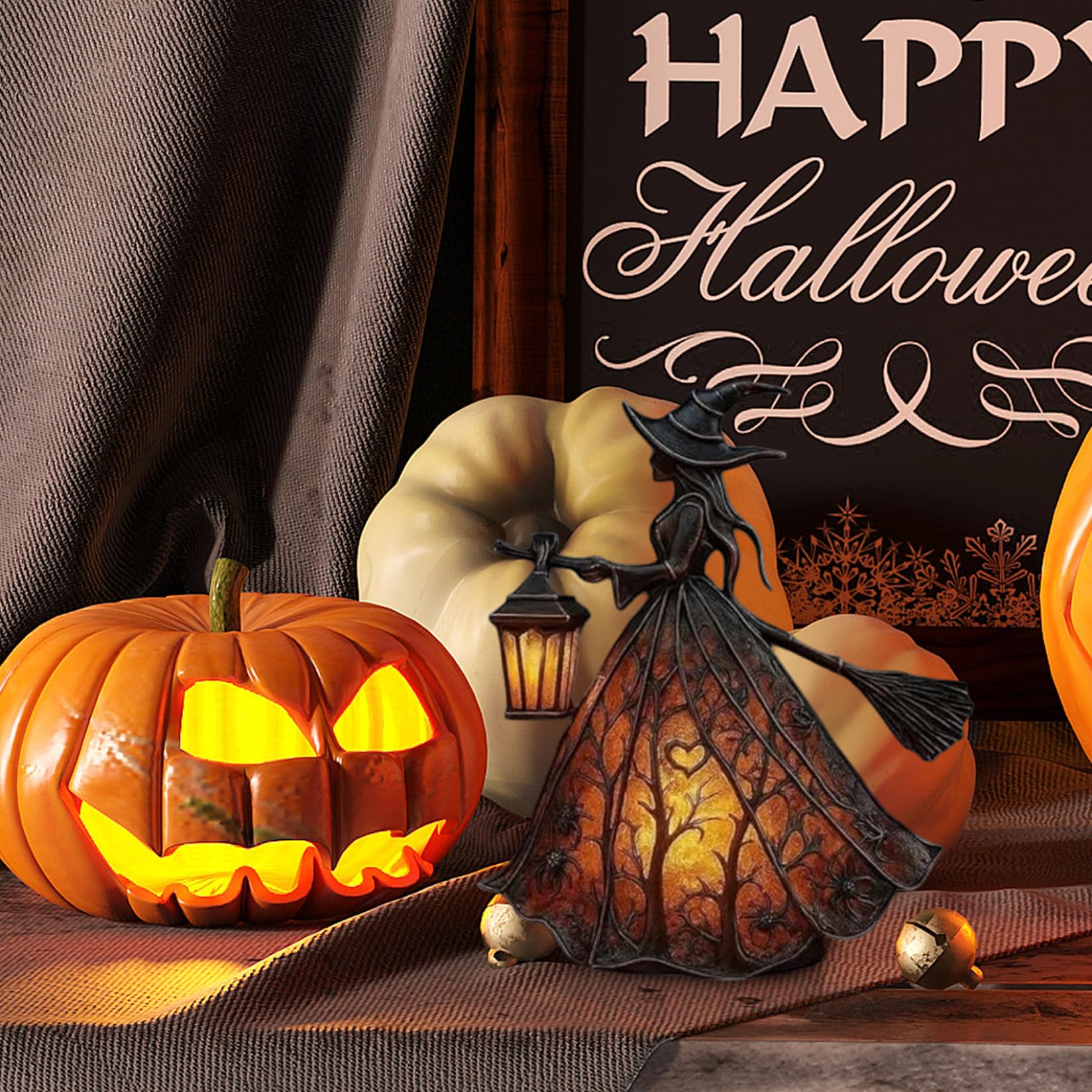 Lámpara de Halloween, estatua de bruja gótica, lámpara de resina, decoración de bruja de Halloween para centros de mesa de sala de estar, estatua de 7.1 x 6.3 x 4.5 pulgadas, decoración gótica