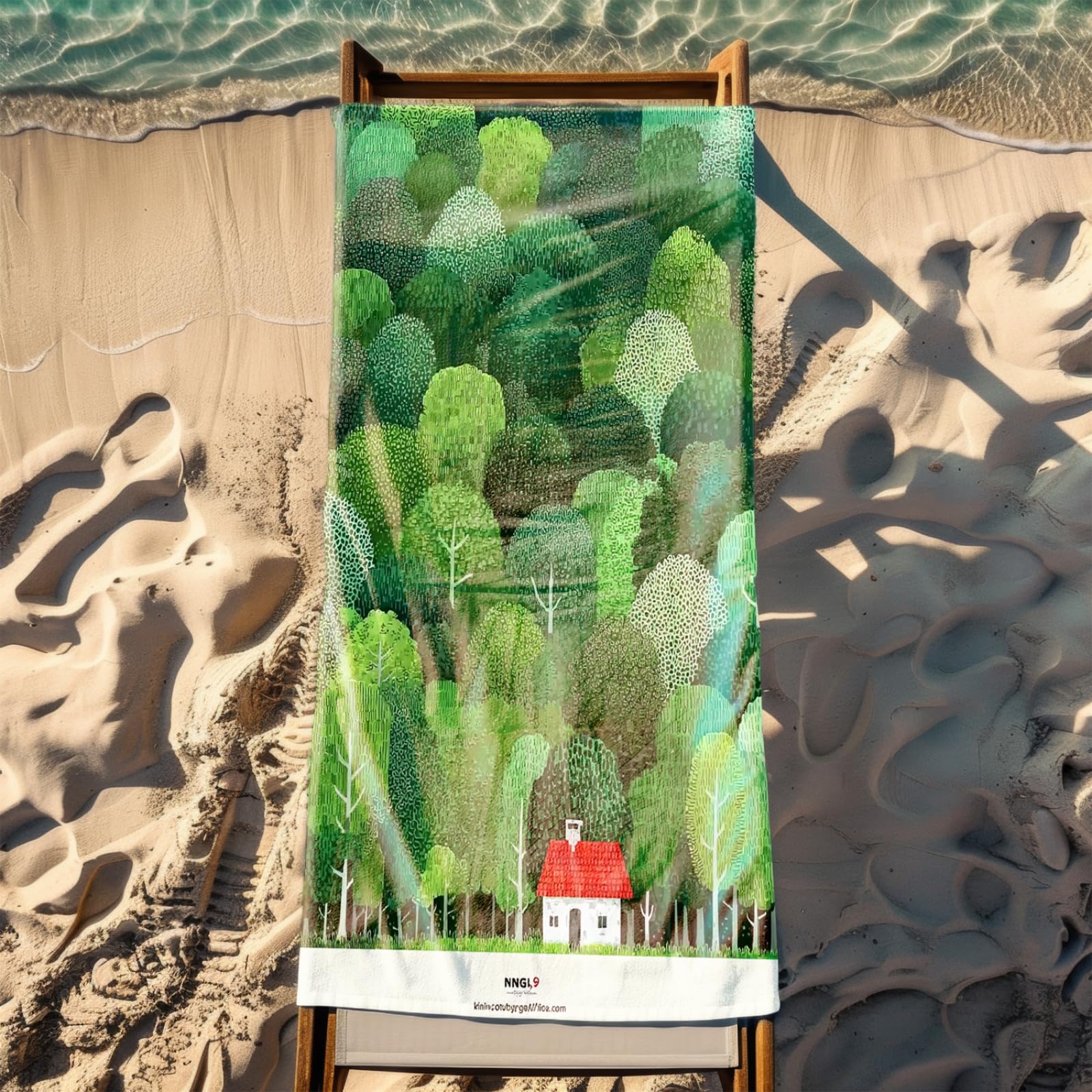 Generisch XXL Strandtuch Microfaser 180 X 90 Grüner Baum Rotes Haus Strandhandtuch Groß Kompakt Und Sandfest Schnelltrocknend Reisehandtuch Für Den Strand Gym Travel Sauna