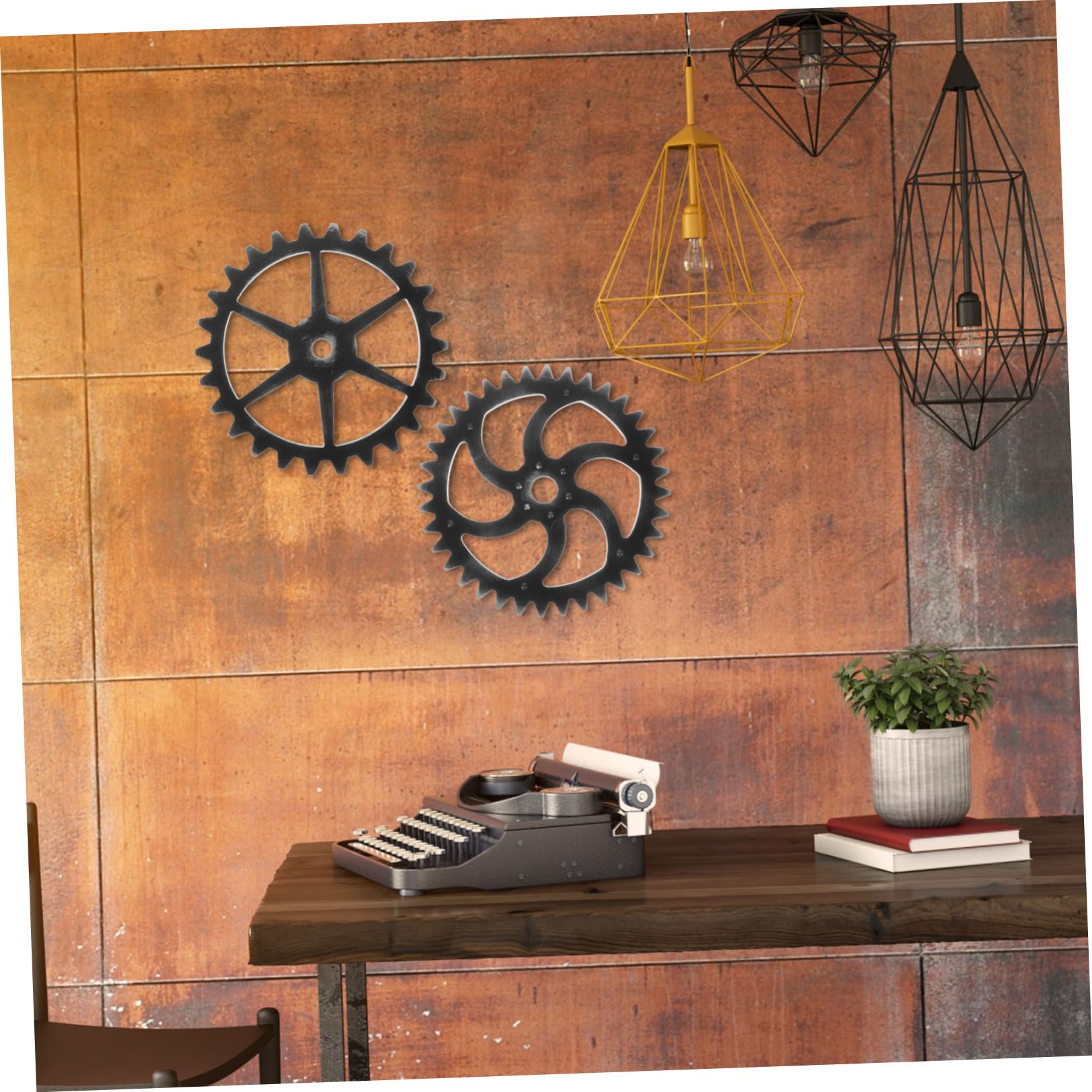 JECOMPRIS 2stücke Holzzahnräder Wanddeko im Industriestil mit Durchbrochenem Design für Zuhause und Büro Vintage Dekoration aus Holz für Wohnzimmer Schlafzimmer und Andere Orte
