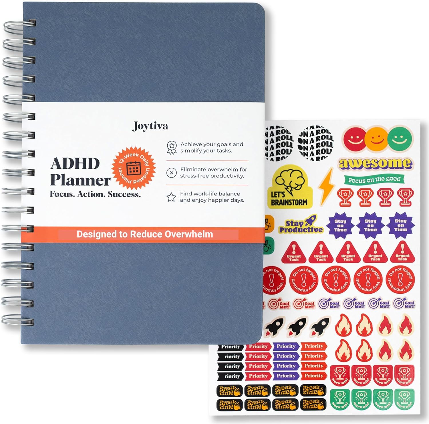 ADHD Daily Planner – 12-Week Undated 6x9 Productivity Planner with Hourly Time Blocking (6am–9pm) – Organizer for Neurodivergent Adults, Men & Women