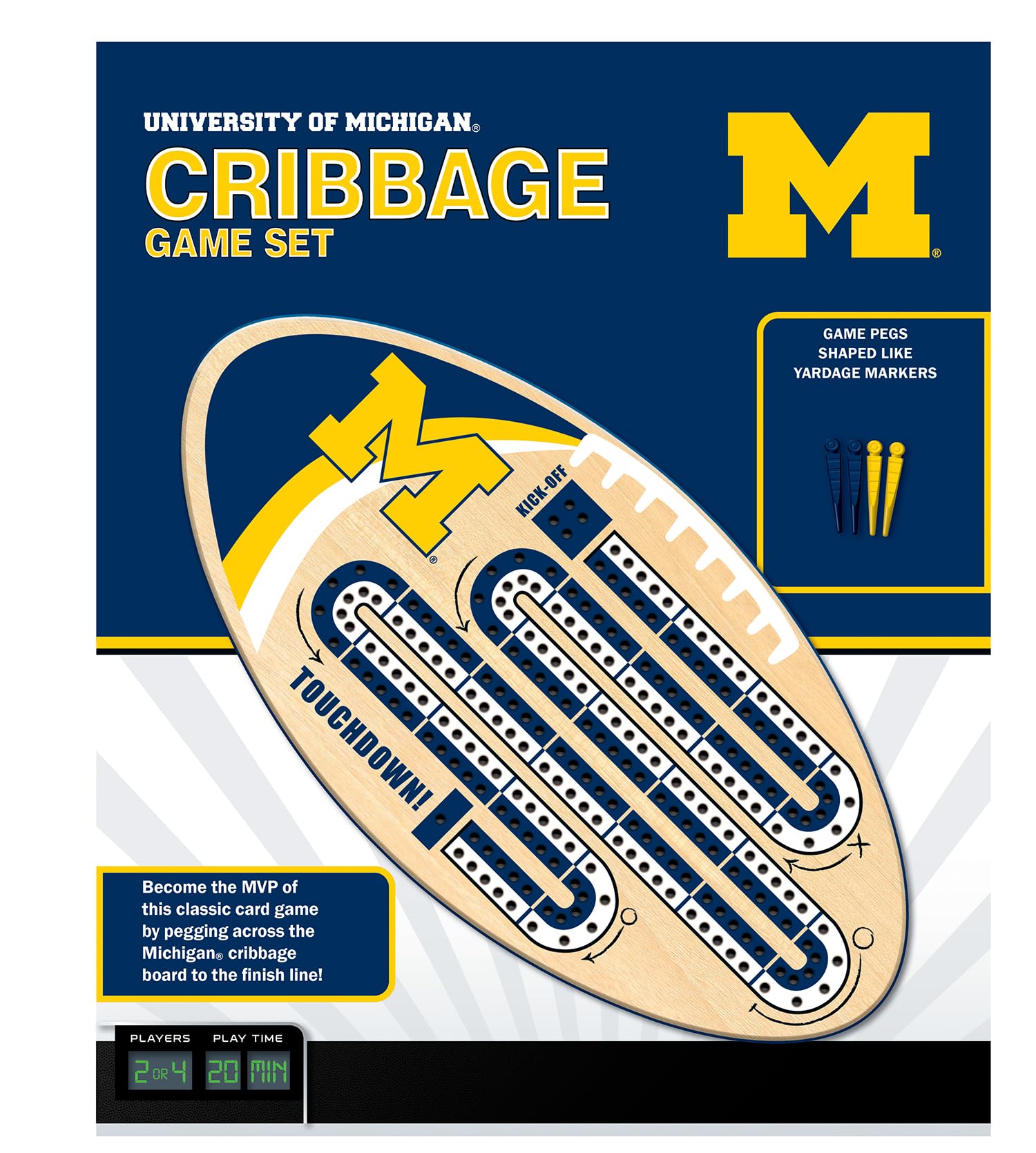 Masterpieces Officially Licensed NCAA Michigan Wolverines Wooden Cribbage Game for Adults