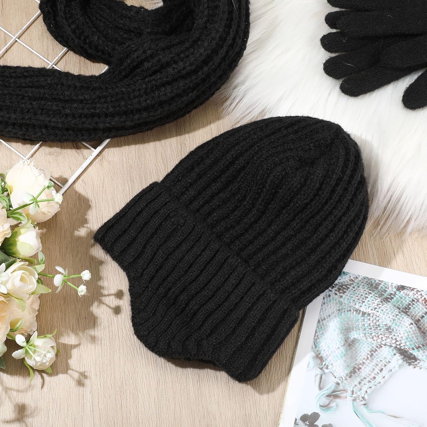 Jadive Winter Hat with Ear Flaps Knit Beanie Hats Beanie Cap Thick Warm Plush Lining Skull Cap for Women Men Outdoor Sports - Image 6