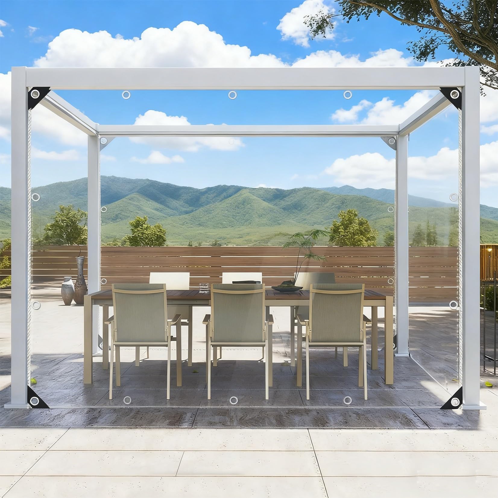 Lona impermeable exterior antidesgarro duradera de 70x100 cm transparente con ojales