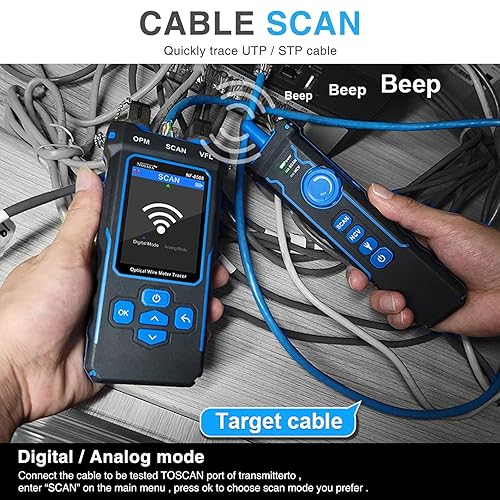 Miniatura 2 de NOYAFA NF-8508 Probador de Cable de Red con Medidor de Potencia Óptica, Tóner de Cable CAT5 CAT6 Probador de Cable Ethernet, Probador de Red RJ45,