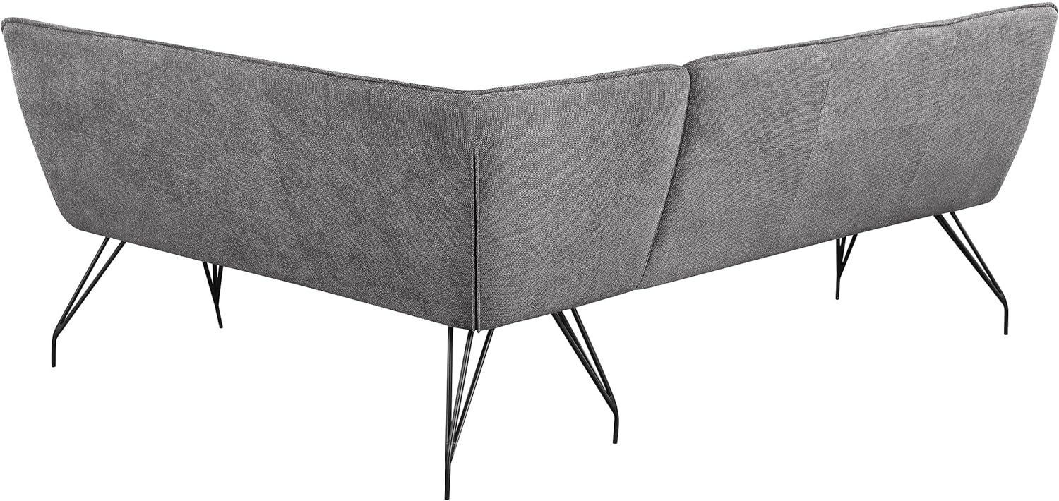 Coaster Home Furnishings - Dodson - 83-Inch Upholstered L-Shaped Nook Dining Bench - Mid-Century Modern Banquette with Tufted Back & Hairpin Legs - Kitchen, Dining Room - Grey & Black - 108486