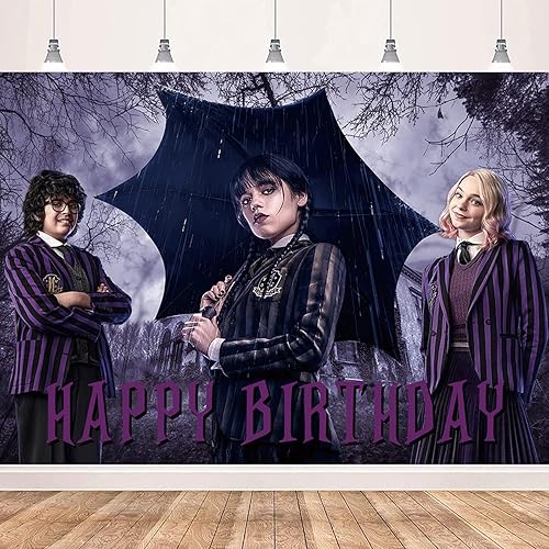 Wednesday Addams - Telones de fondo para fotos de fiesta de cumpleaños del miércoles, suministros de fondo de fotografía para niñas y niños,