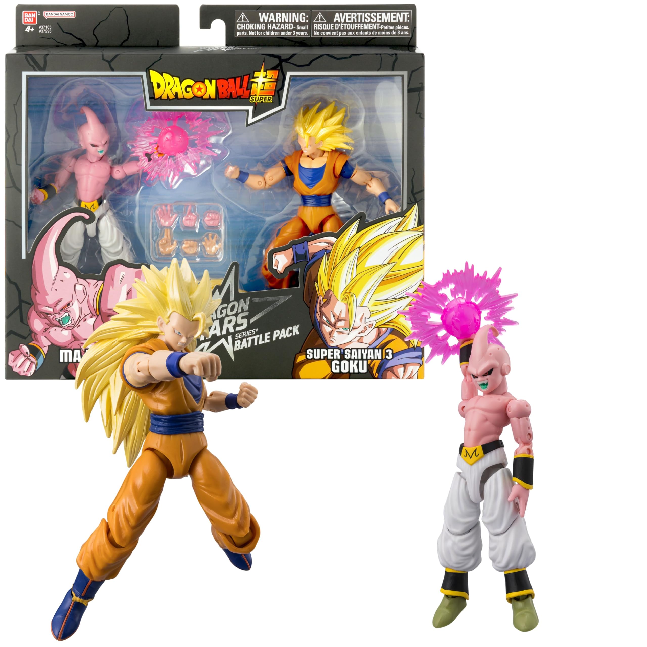 BANDAI Dragon Ball Dragon Stars Battle Pack | Super Saiyan 3 Goku vs Majin Buu Final Form | 17cm Action Figures | 2‑Pack with Attack Effects & Swappable Hands