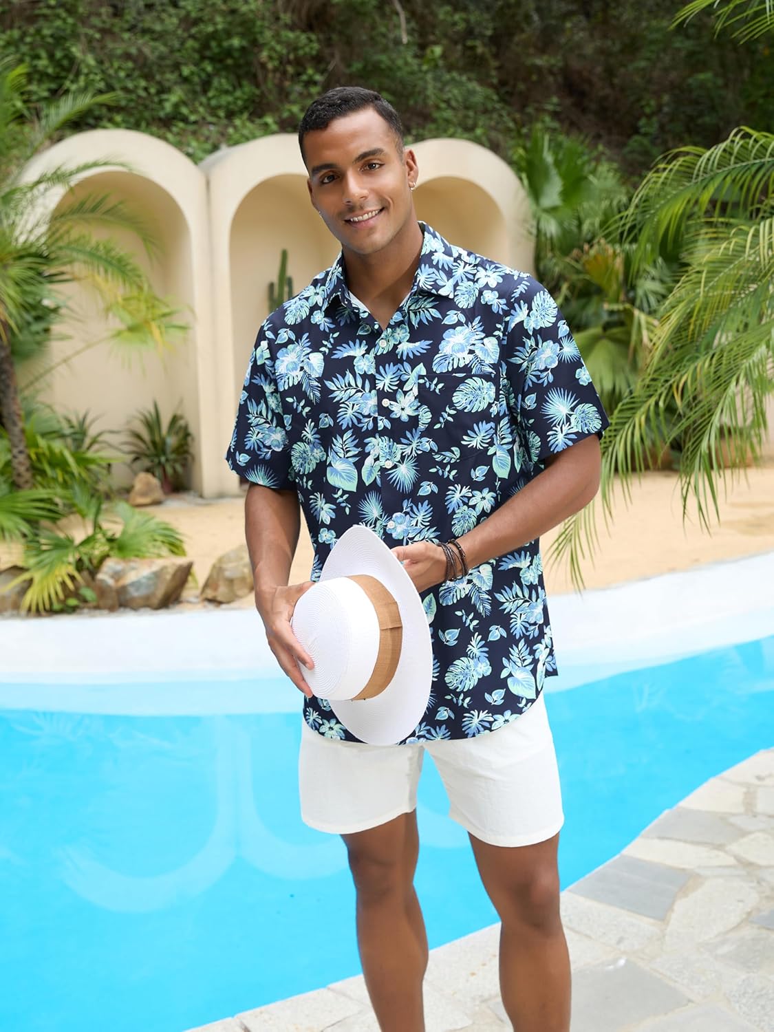 GSOU SNOW Mens Fishing Shirts Short Sleeve Button Up Hiking Shirt Cooling Quick Dry Vented - Image 2