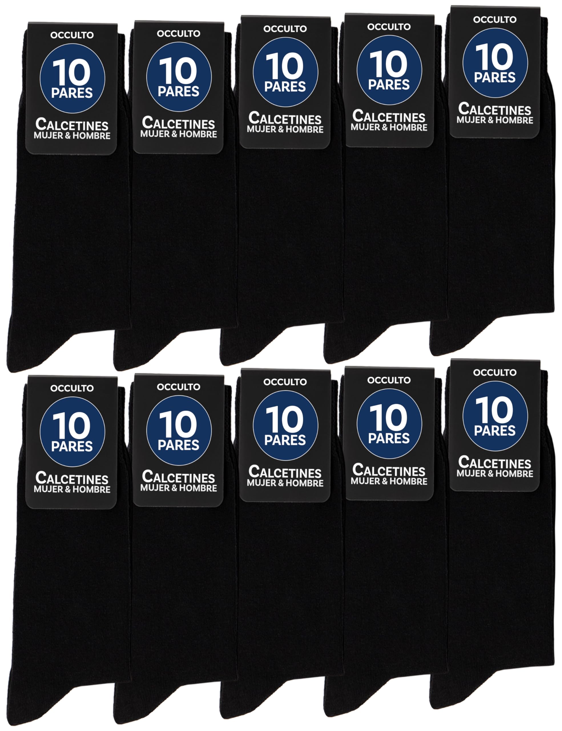 Occulto CALCETINES NEGROS para HOMBRE (10-30 PARES), PACK CALCETINES HOMBRE de ALGODON