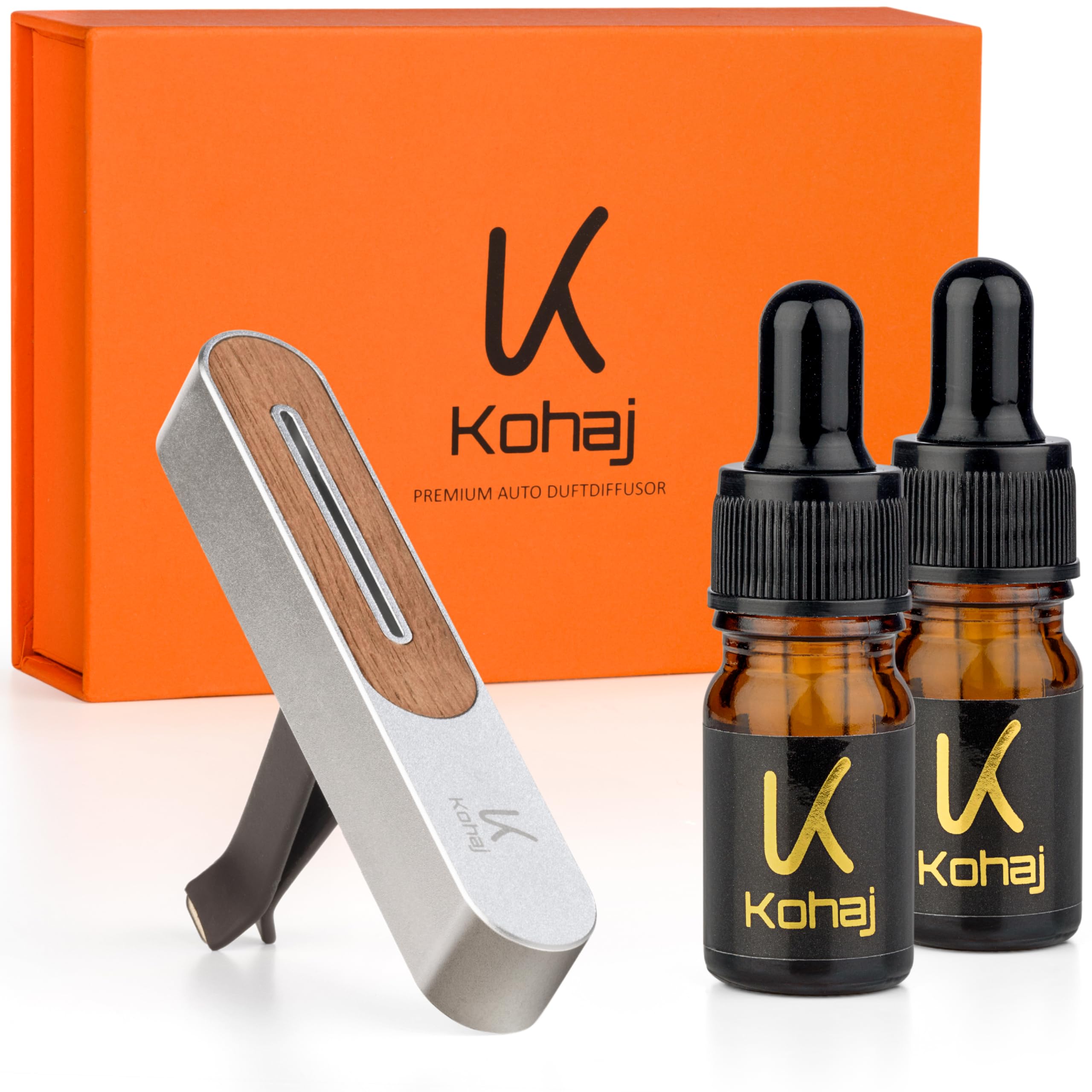 Ambientador de coche I Premium Auto Perfume I Difusor de aceites esenciales I Regalo para propietarios de coches/en I Ambientador de aire I Car Difusor (plata, OUD VIBES y azafrán hipnótico)