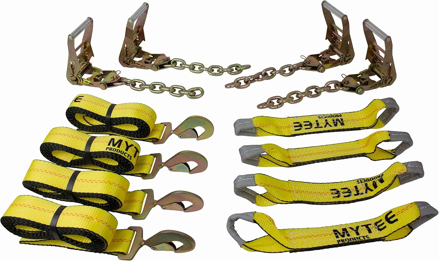 Automotive 8 POINT TIE DOWN 18FT HIVIZ Green Straps Kit Car Carrier Hauler Rollback Towing