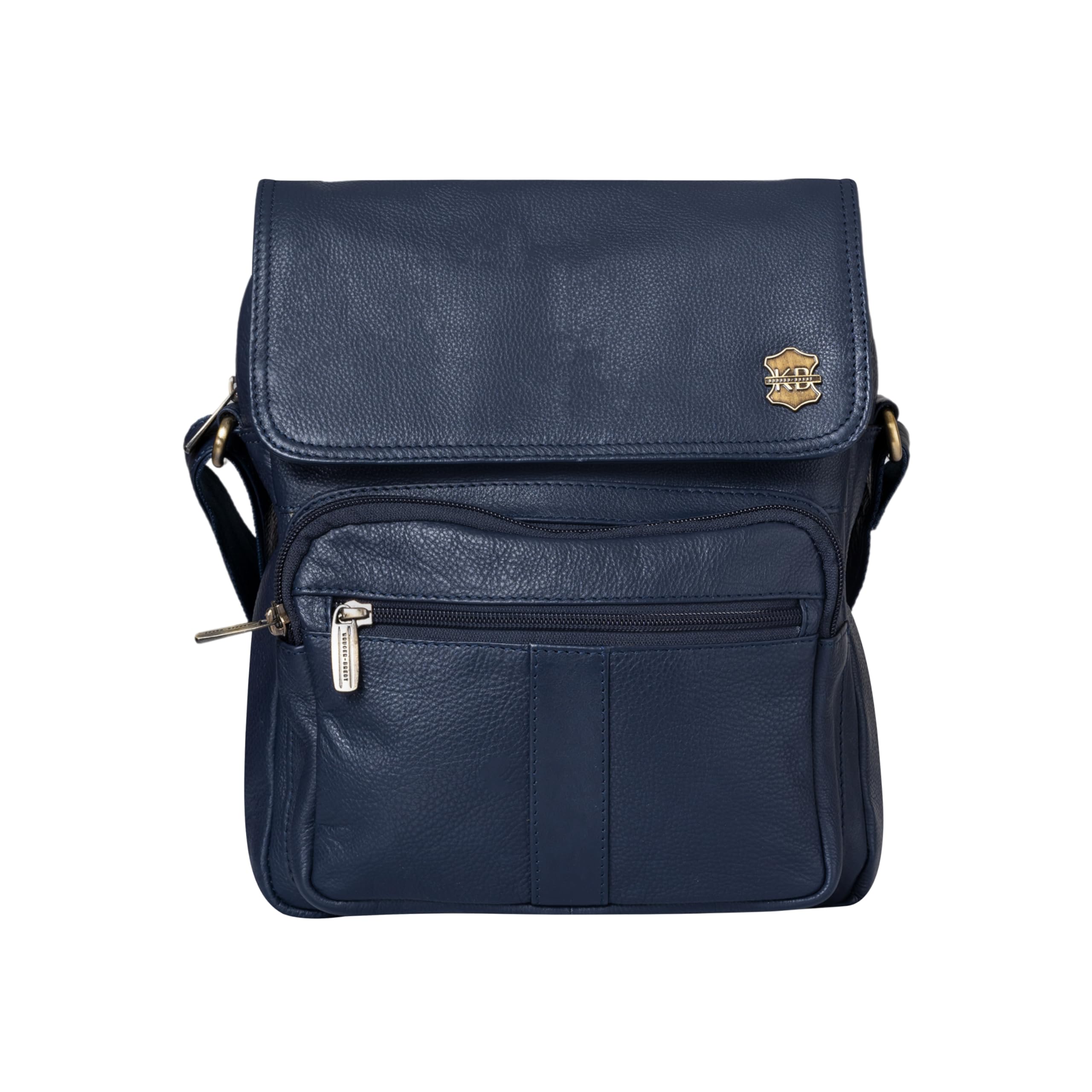 kruger-brent Euron 9" Genuine Leather Men Women Messenger Sling Bag | Multipurpose Cross-Body Bag For Travel, Work & College | Adjustable Strap | Multiple Pockets-picture-45