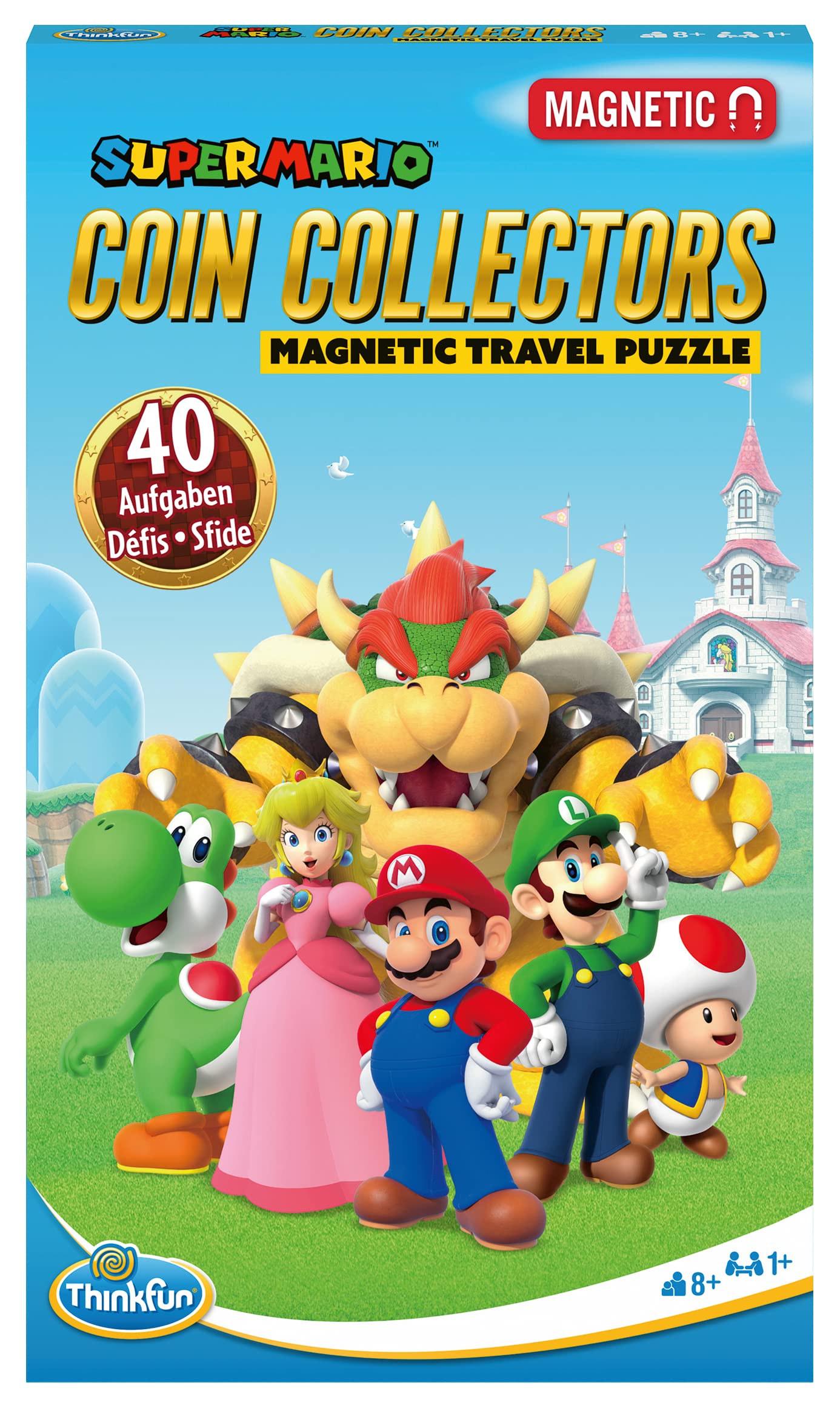 ThinkFun - 76547 - Super Mario Coin Collectors - Das magnetische Reise-Knobelspiel. Perfekt für die Reise und als Geschenk! EIN Logikspiel Nicht nur für Super Mario Fans.