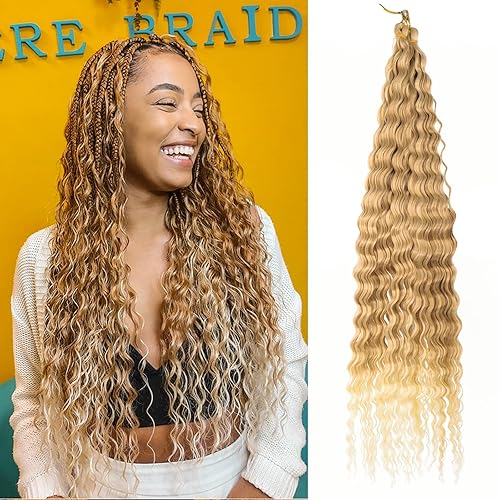 Cabello ondulado profundo de ganchillo para mujeres negras, cabello rizado trenzado de 30 pulgadas, 2 paquetes de extensiones de cabello trenzado de