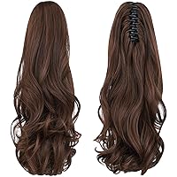 Vista 16 de Extensión de cola de caballo negra, extensiones de cabello con clip de cola de caballo de 20 pulgadas, extensiones de cabello largo y rizado