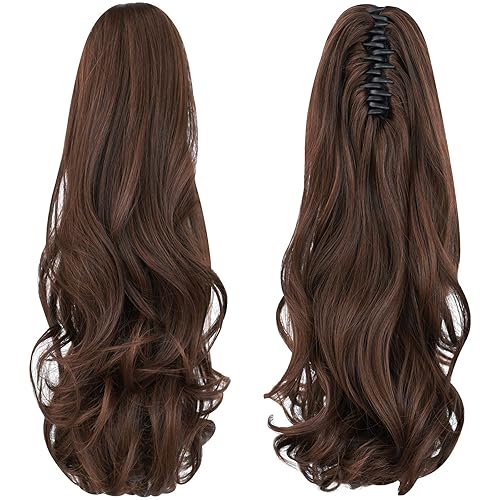 Extensión de cola de caballo, extensiones de cabello con clip de garra de 16 pulgadas, cola de caballo corta y rizada, extensión de cola de caballo