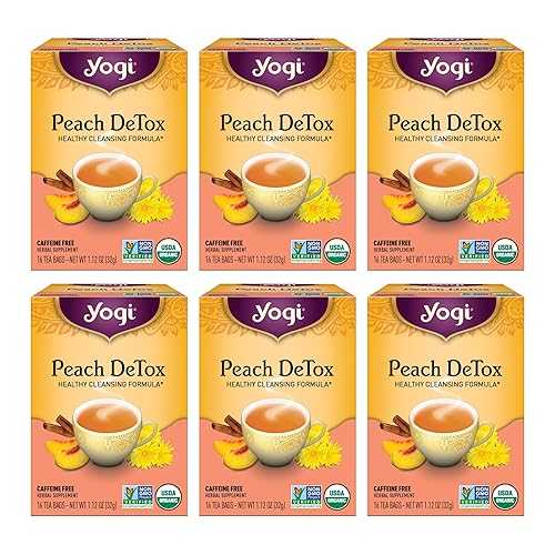 Yogi - Té Peach DeTox (desintoxicante de durazno), fórmula de limpieza saludable con hierbas ayurvédicas tradicionales, sin cafeína, 96 unidades