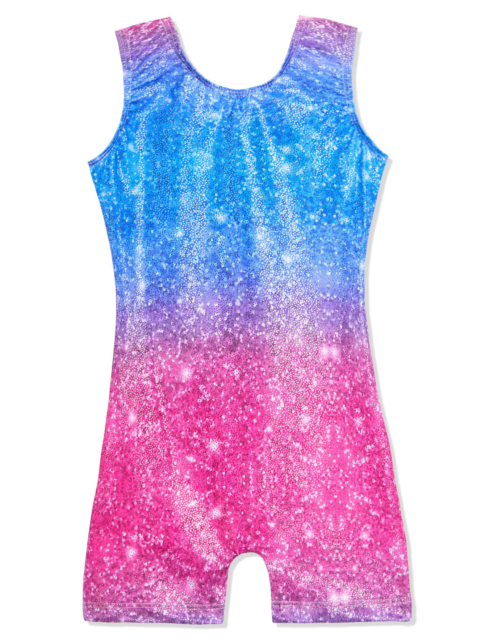 Domusgo Gymnastics Leotards for Girls Sparkly One-Piece Pro Kids Unitard Biketards with Shorts