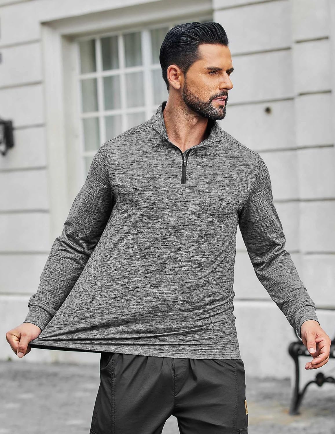 COOFANDY Men's Quarter Zip Shirts Workout Fleece Lined Lightweight Long Sleeve Pullover Sweatshirts - Image 2