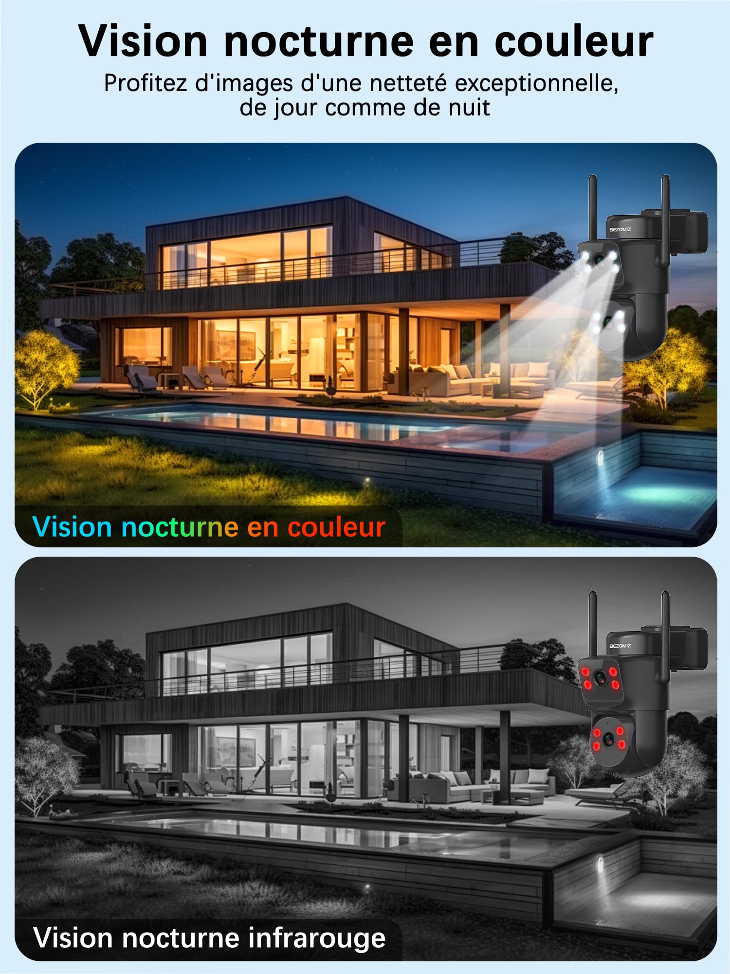 4G LTE caméras de Surveillance Solaire avec Carte Sim,à Double Objectif,AOV 24/7,360° PTZ Caméra Extérieure,4K Détection Humaine,Suivi Automatique,Vision Nocturne Couleur,Audio Bidirectionnel