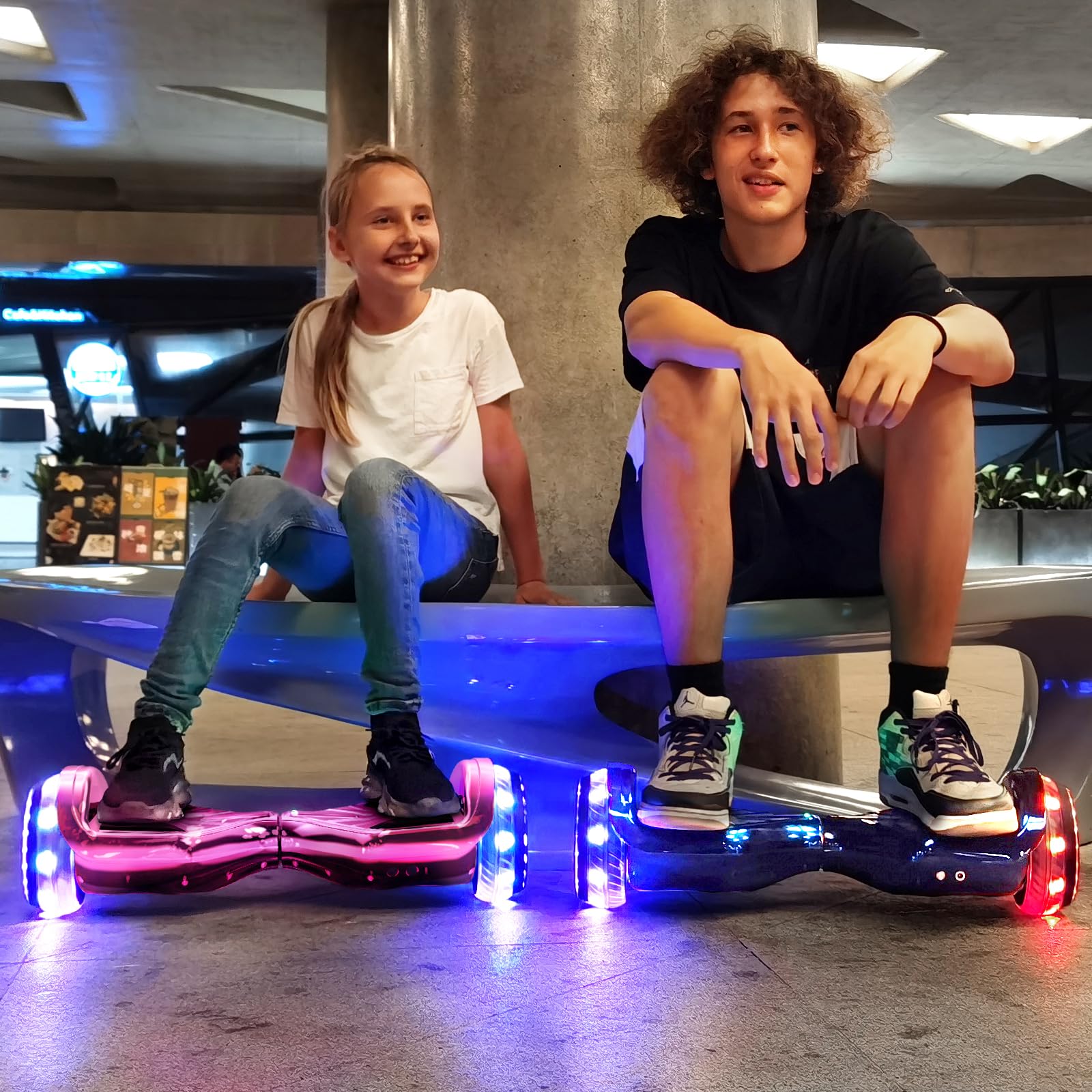 SISIGAD Offroad Hoverboard Kinder Adults mit Bluetooth-Lautsprechern 3D-LED-Licht, 6,5" Reifen Leistungsstarke große Batterie Hoverboard, verbesserte Sicherheit