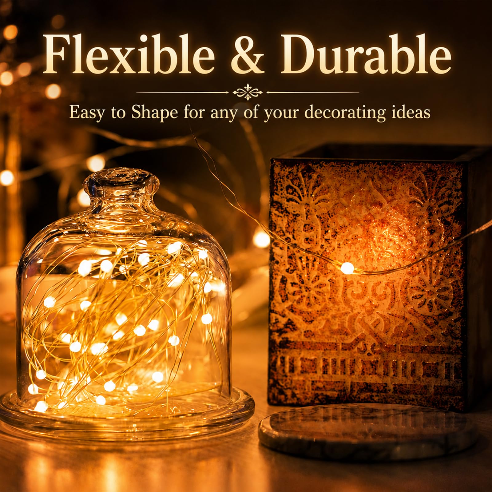 Paquete de 24 luces de hadas que funcionan con pilas, 7 pies, 20 luces LED de color blanco cálido, luces de luciérnaga impermeables de alambre plateado para tarros de masón, boda, fiesta de Navidad