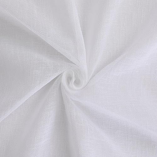 Miniatura 6 de Chyhomenyc Dianna - Cortinas traslúcidas blancas de cocina de 36 pulgadas de largo, cortinas de arpillera con textura de lino sintético, cortinas