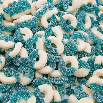 Gummy Candy Bulk BLUE RASPBERRY Rings 1 lb Soft and Chewy Gummies in Resealable Bag, Light Sugar Coated, Gluten Free