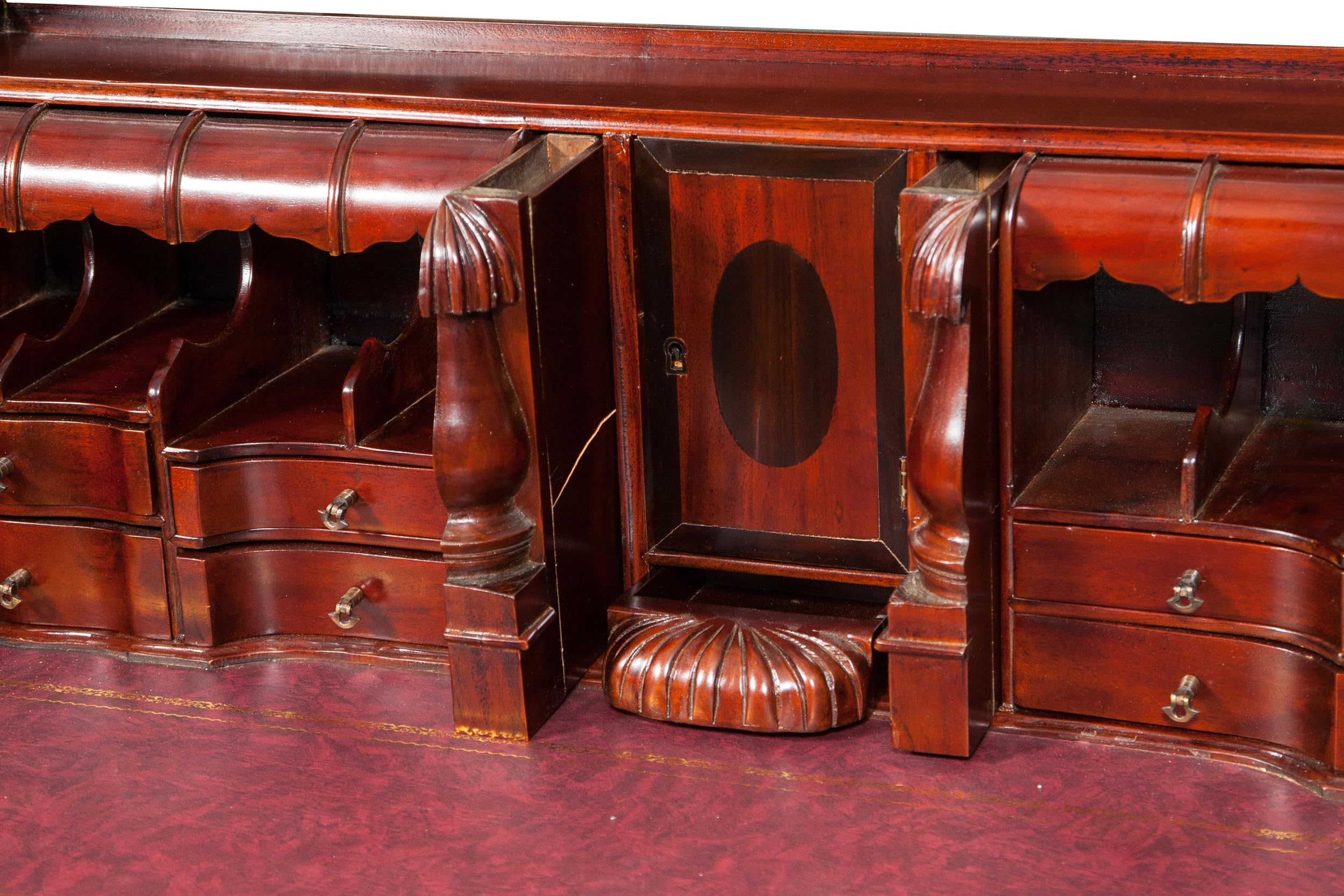 Biscottini Scrittoio in legno e pelle vintage 103x64x105 cm - Scrivania con cassetti - Scrittoio antico in legno - Scrivanie classiche per studio e camera da letto - Tavolo da lavoro per Computer