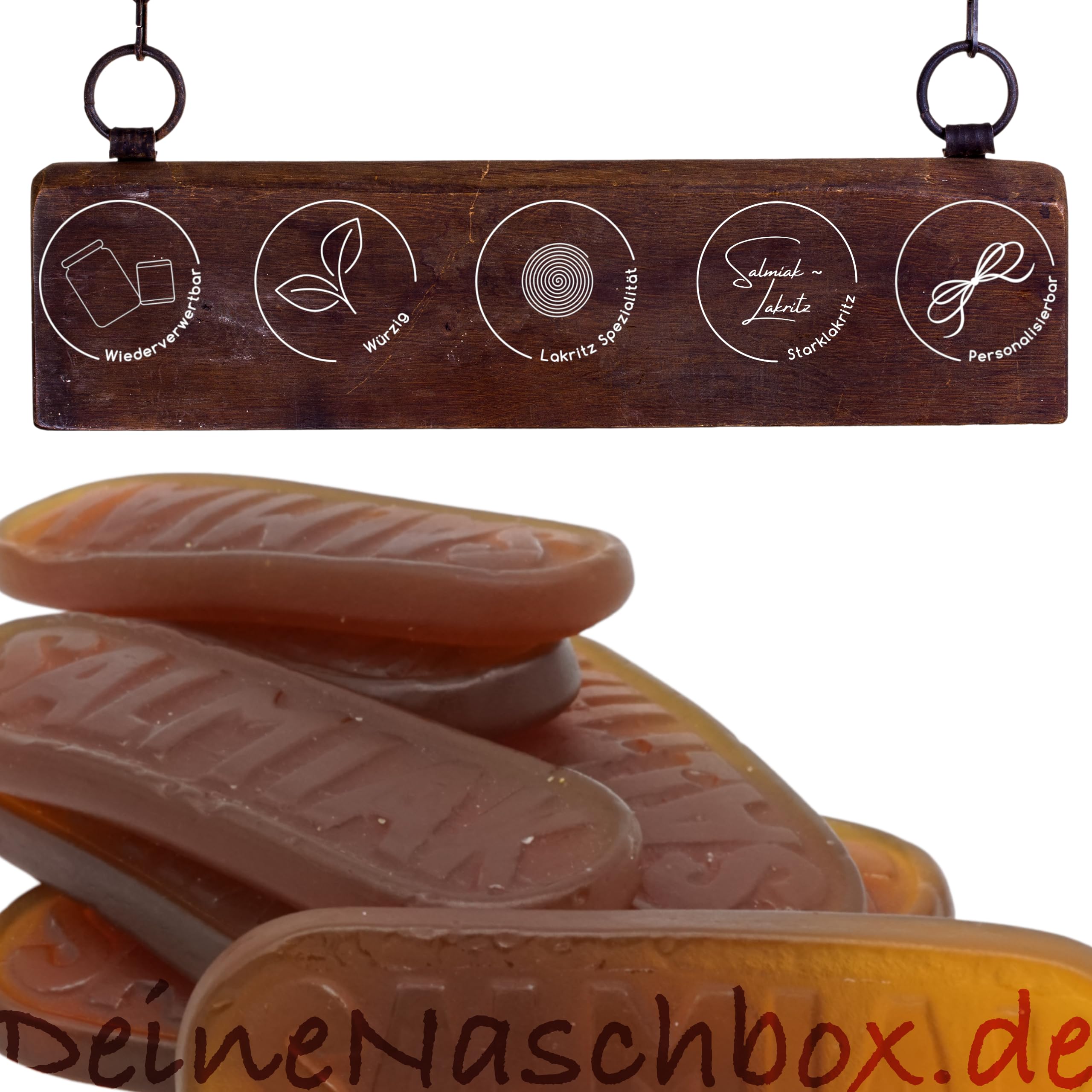 Deine Naschbox | Salmiak Lakritz Zungen | 3kg Mega Pot | XXL Großpackung für Party, Candybar & als Geschenk - Festes aromatisches Salzlakritz