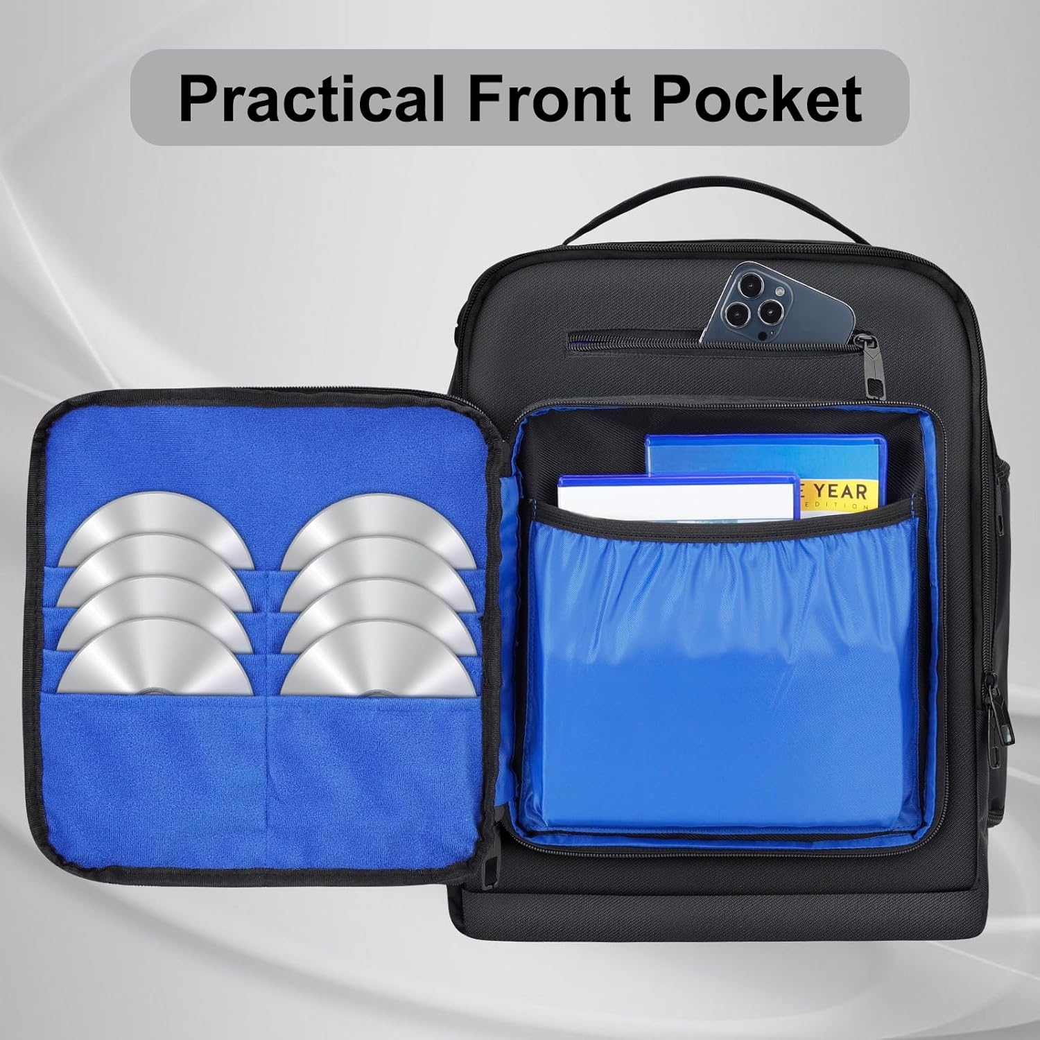 GDNasist Game Console Backpack for PS5, Protective Carrying Case Compatible with Playstation5 Console, Base, 15.6”Laptop, Headset, PS5 Controller, Game Discs, and Gaming Accessories, Front opening - Image 4