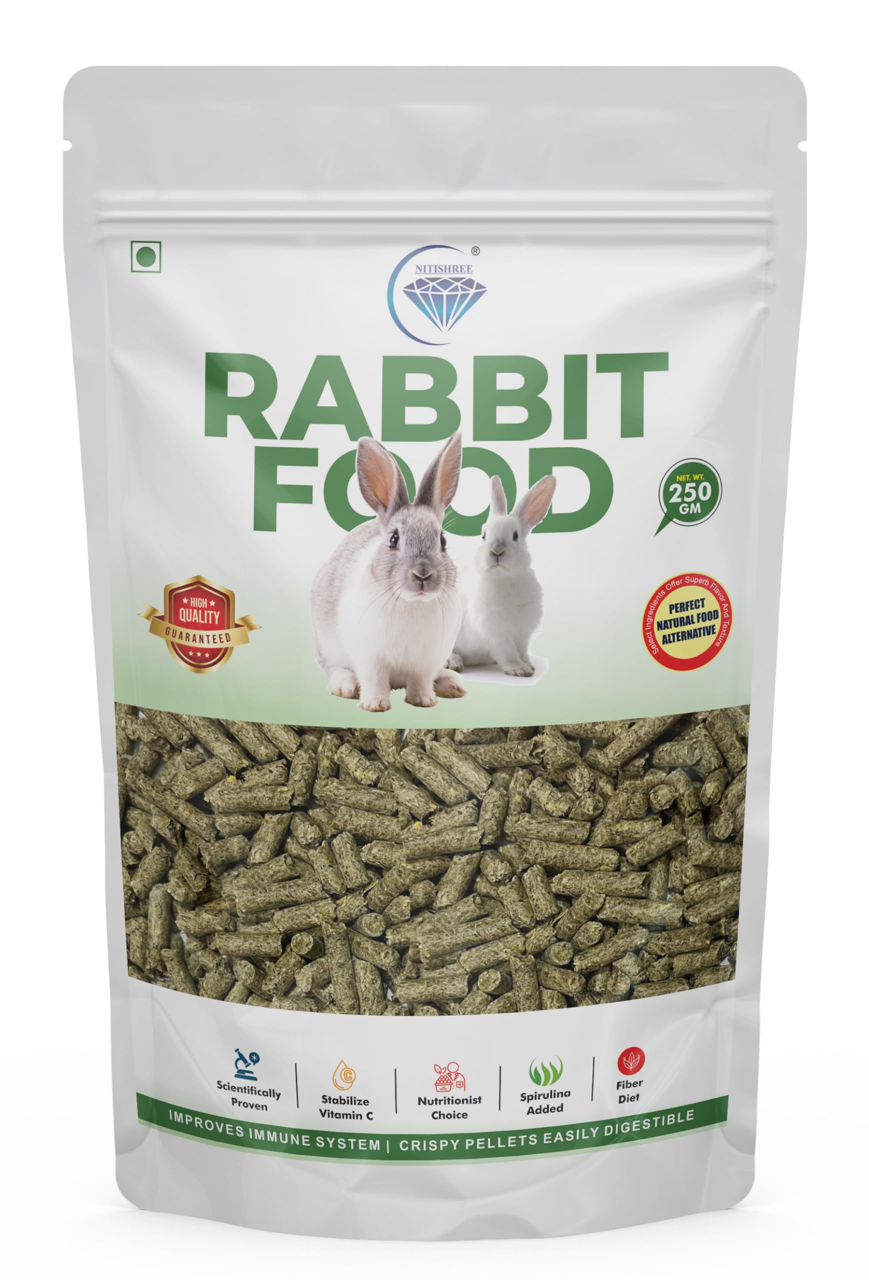 Premium Quaility for All Types of Rabbits Dry Food Pellets with Essential Nutrients and High Fiber Content for Small & Adult Bunnies (250 gm) (B0CTWYNRK7) Amazon Price History, Amazon Price Tracker