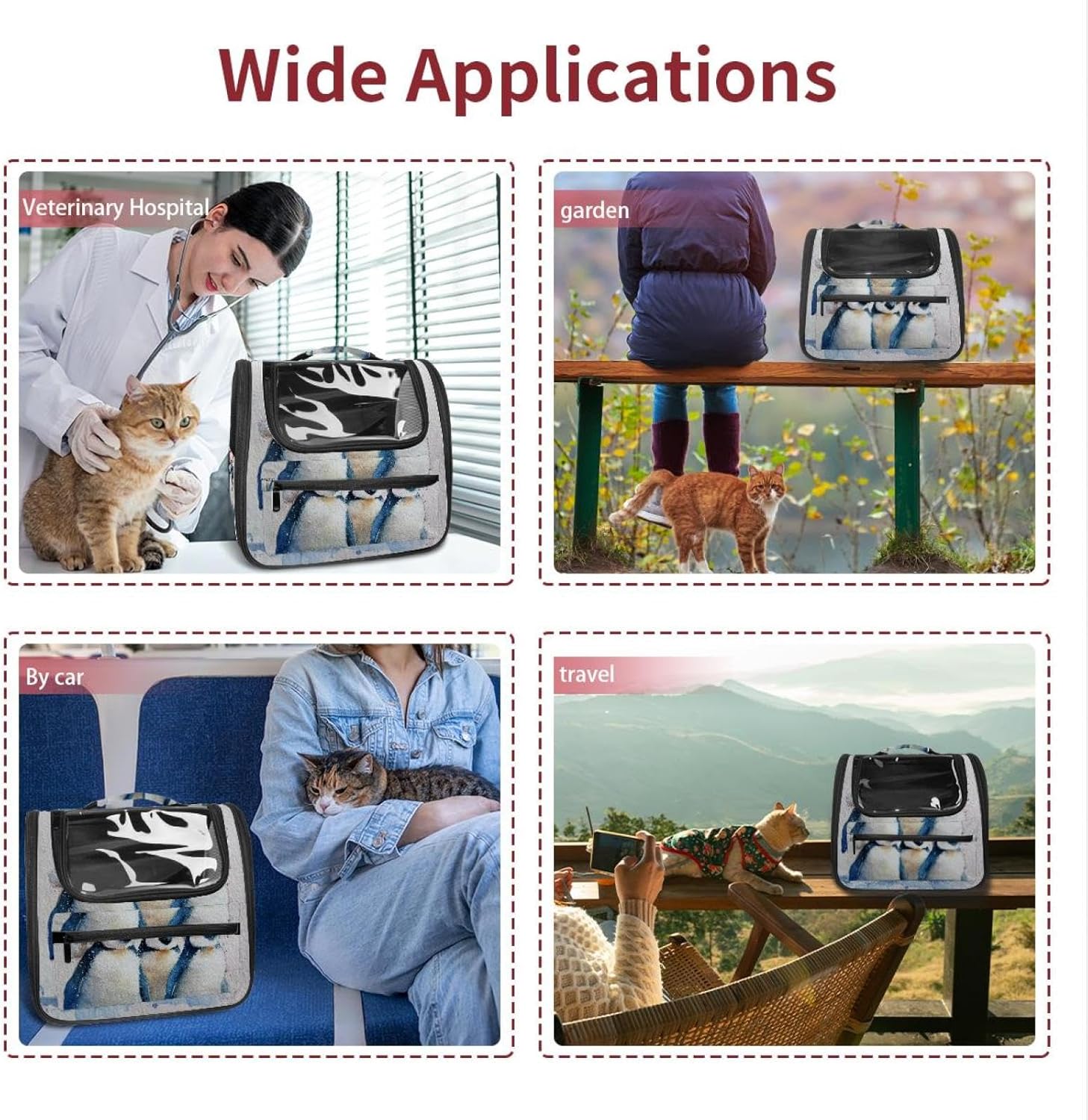 Portable Travel pet Backpack Carrier Hamster Bag Small Dog cat Carrier Breathable Hang Bag, Watercolor Christmas Penguins (1)