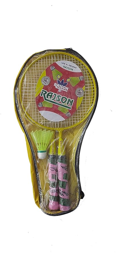 Rajson Plastic Krish Badminton Racket for Kids, Set of 2 Piece - Colour May Vary