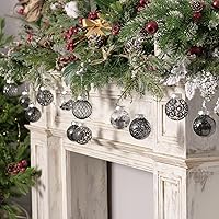 Vista 7 de Juego de adornos de Navidad transparentes de 2.36 pulgadas, 30 piezas inastillables decorativas colgantes con relleno delicado, bolas de árbol