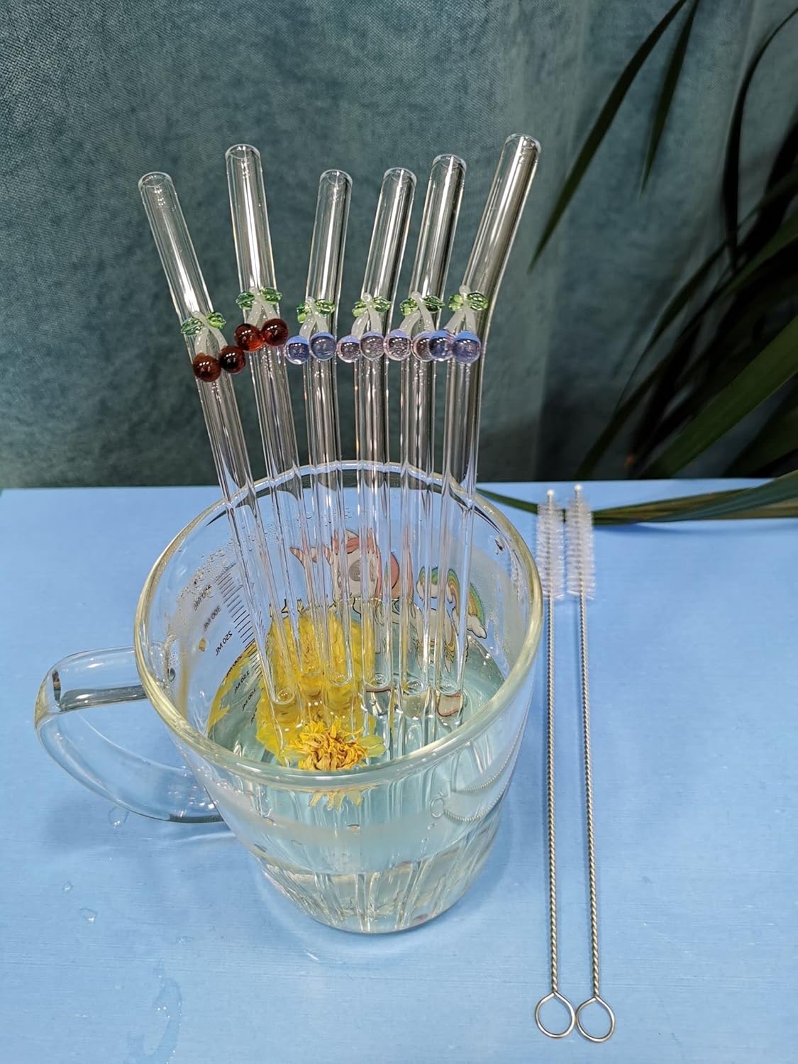6 Clear Glass Straws Cherry Design Glass Straws Decorative Drinking Straws Reusable Straws Perfect for Smoothies Milkshakes Juices Teas Cocktails. /456