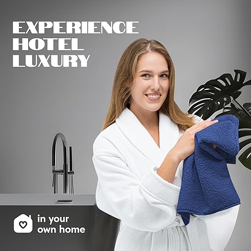 Miniatura 81 de Wealuxe - Toallas de baño blancas de 27 x 54 pulgadas, juego de toallas de algodón para baño, hotel, gimnasio, spa, suaves, extraabsorbentes