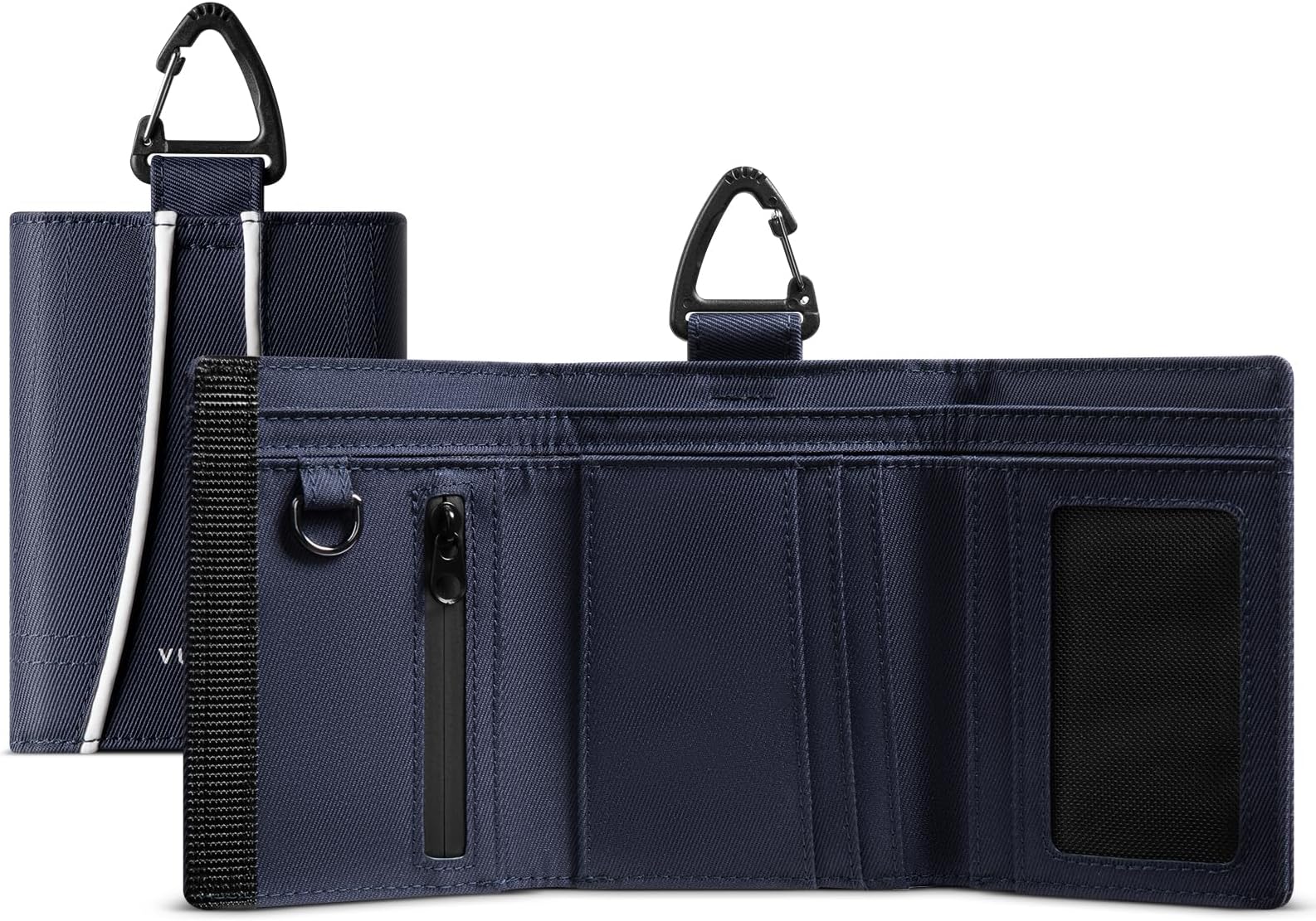 Trifold Mens Lanyard Wallet Mens Credit Card Holder Waterproof Fabric RFID Blocking Sport Outdoor Wallet with Detachable Lanyard
