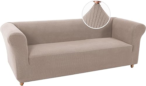 Turquoize Fundas elásticas para sofá Chesterfield para sala de estar, fundas de sofá suaves para sofá de 3 cojines, funda antideslizante para perros