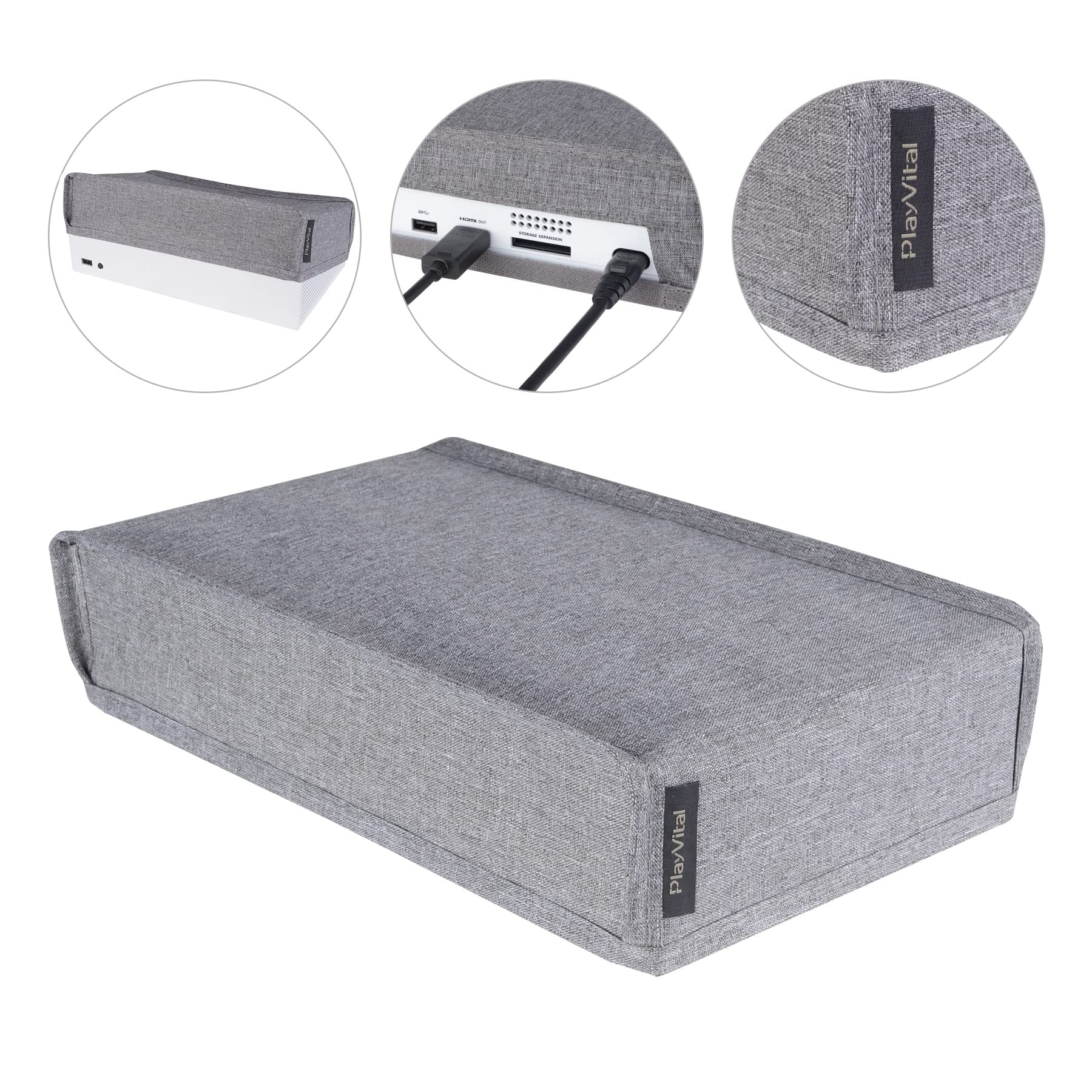 PlayVital Gray Nylon Dust Cover for Xbox Series S Console, Soft Neat Lining Dust Guard, Anti Scratch Waterproof Cover Slee...