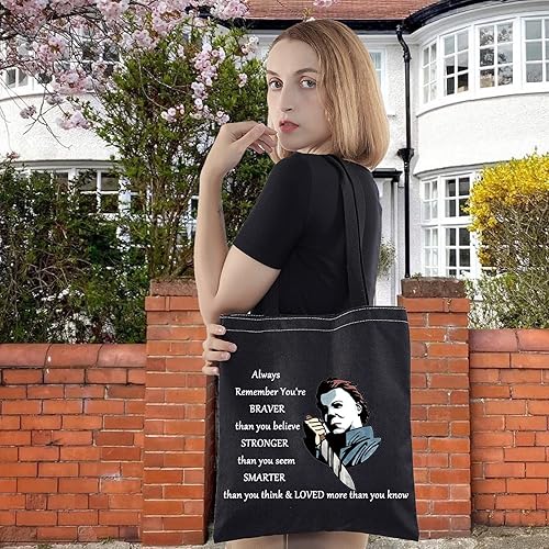 Miniatura 6 de LEVLO Michael Myers - Bolsa de maquillaje cosmética para fanáticos de la película de terror, regalo You'Re Braver Stronger Smarter Than You Think