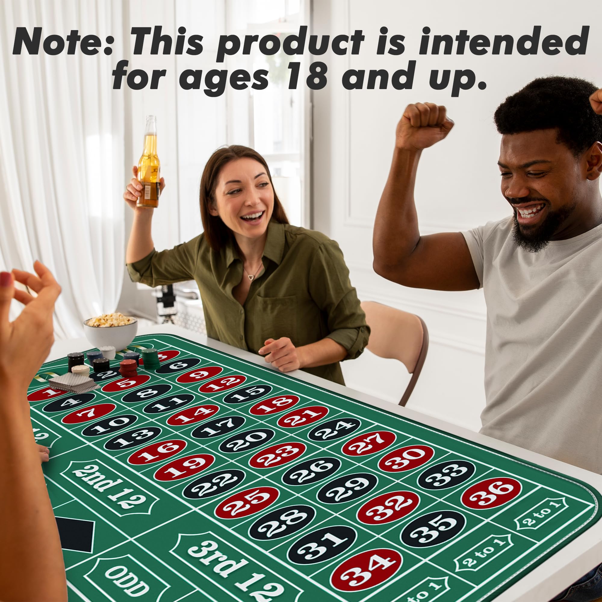 Roulette Wheel Game Set Include 16'' Black Roulette Wheel 35" X 16