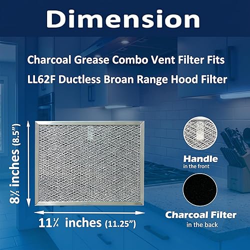 Miniatura 2 de LL62F EMW3011863 - Filtro de carbón de carbón de malla para campana extractora de cocina, compatible con LL6200 MM 6500 320VP K0793000 K0793-000