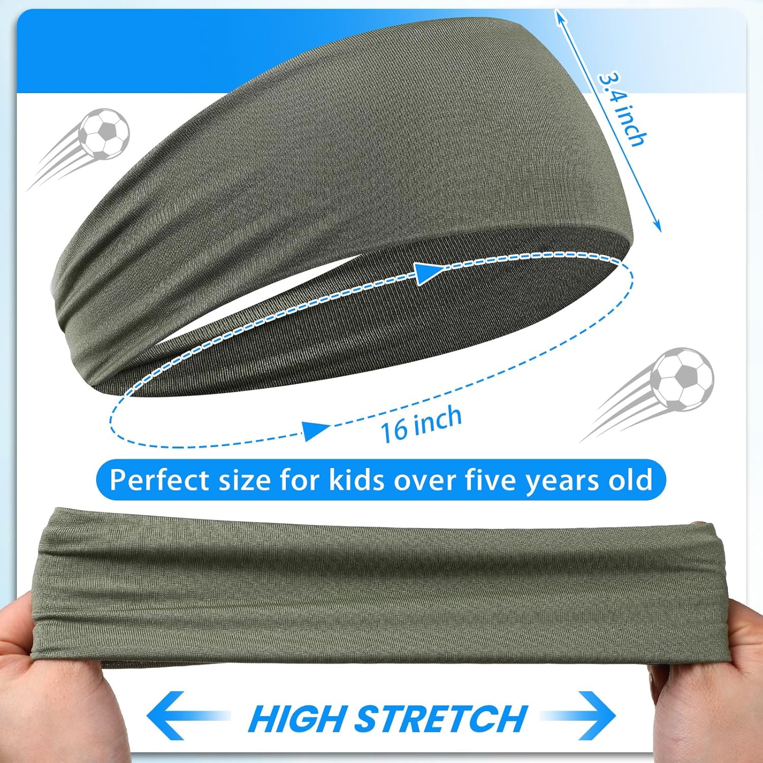 Zhanmai 8 Pieces Boys Headbands Athletic Sweatbands Kids Sports Wicking Breathable Headbands Elastic Girls Boys for Football Basketball Running Exercise - Image 2