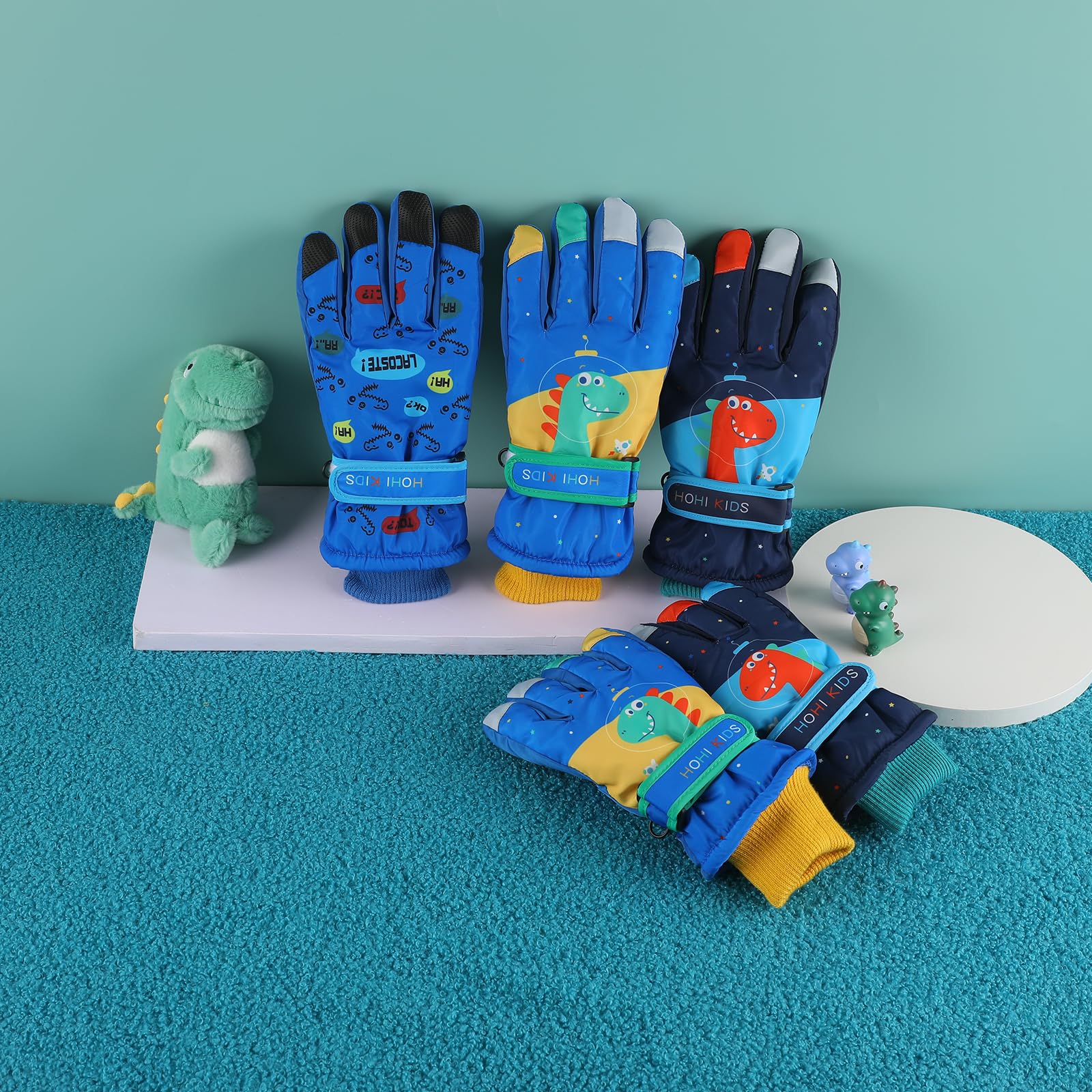 Winter Jongens Meisjes Skihandschoenen Kinderen Warm Waterdichte wanten Fleece Snowboard Handschoenen voor Kinderen 4-7 Jaar, Zwart, Eén maat