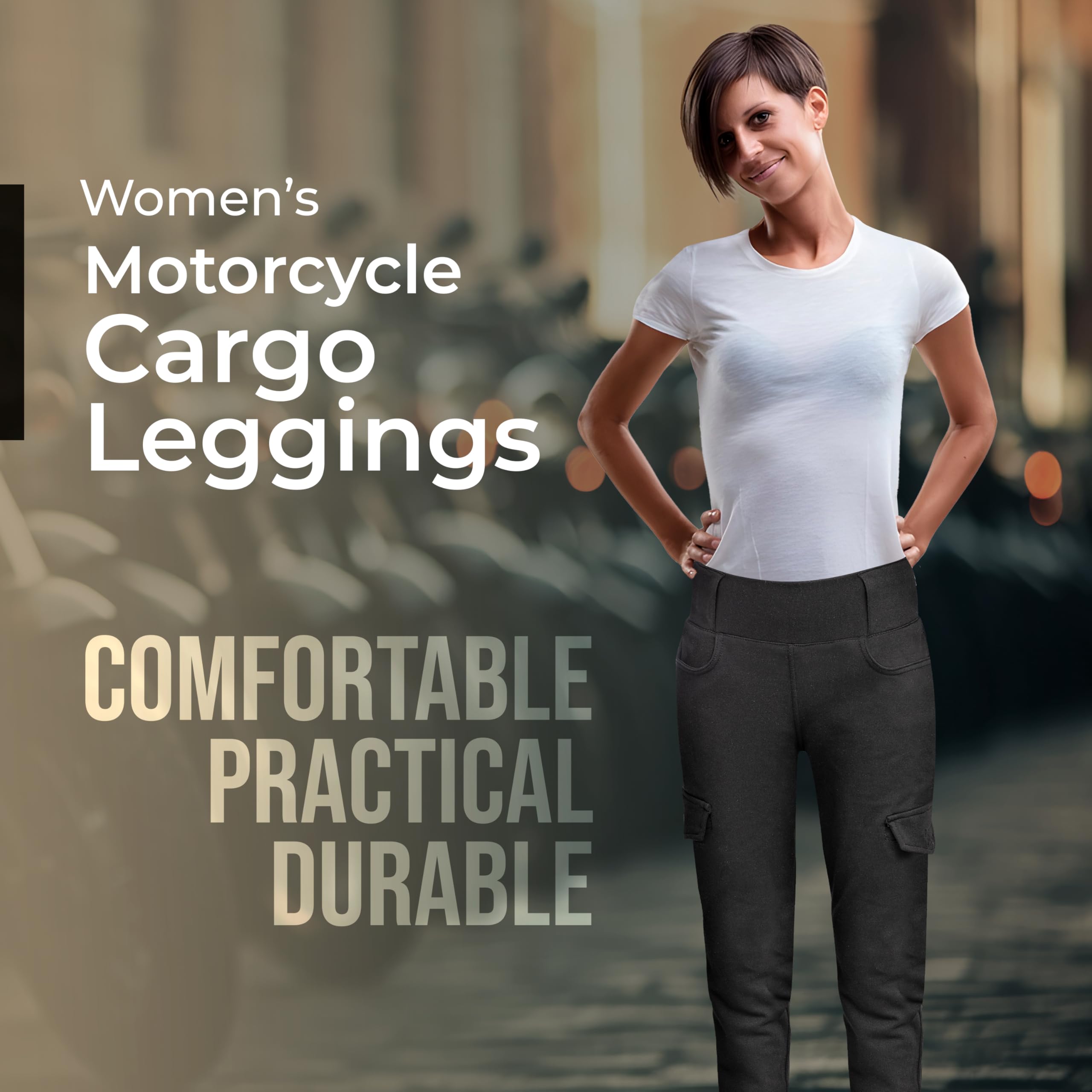 GREAT BIKERS GEAR – Leggings da moto da donna, super-pantaloni, protezione donna con armatura CE rimovibile